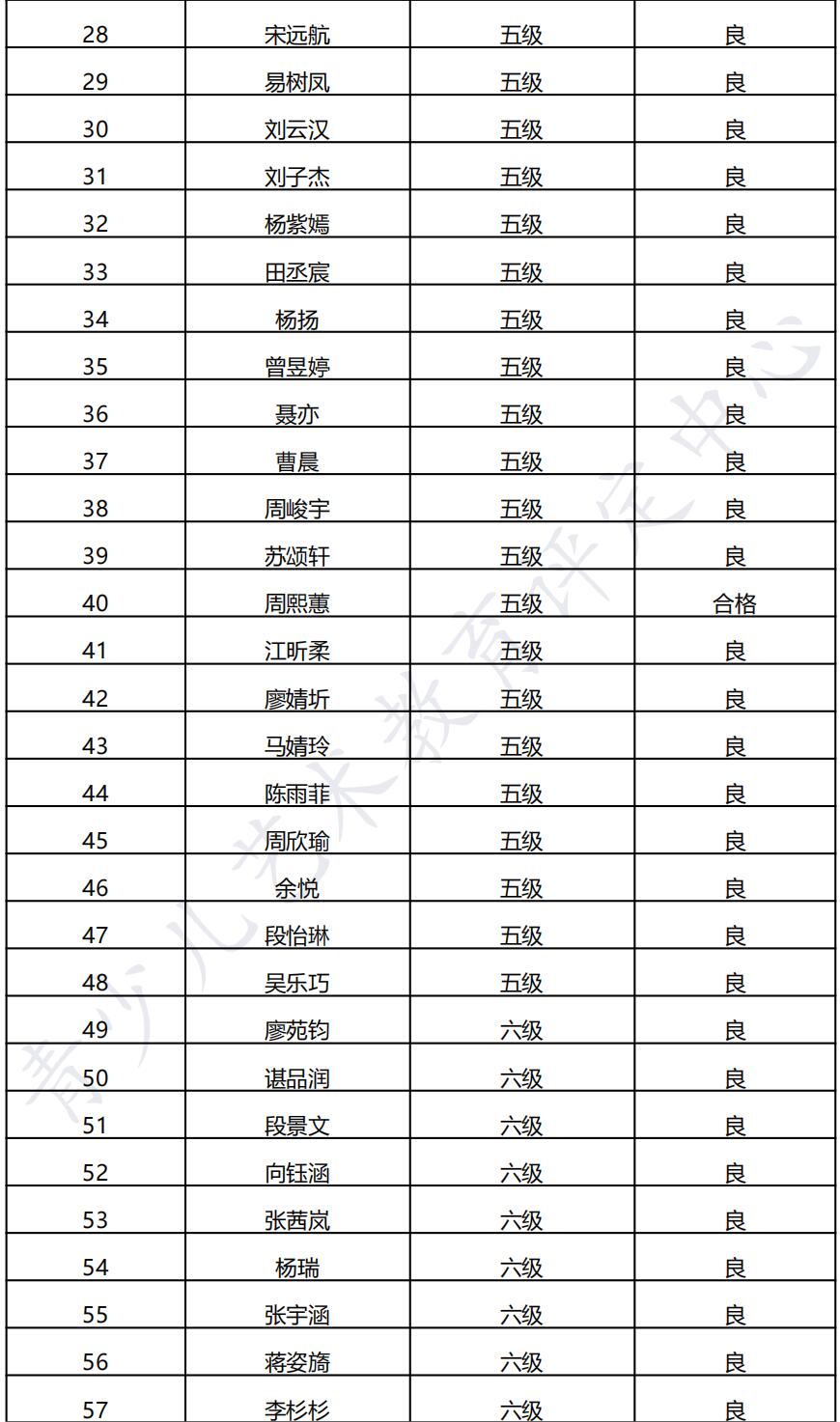 20220115怀化 新声线语言艺术怀化测评成绩等级表